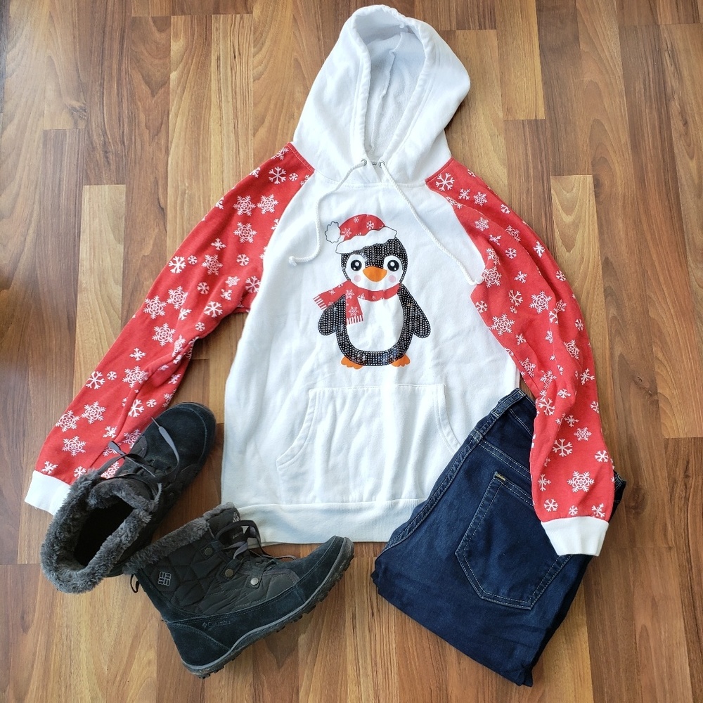 Derek Heart Penguin Hoodie Sweatshirt